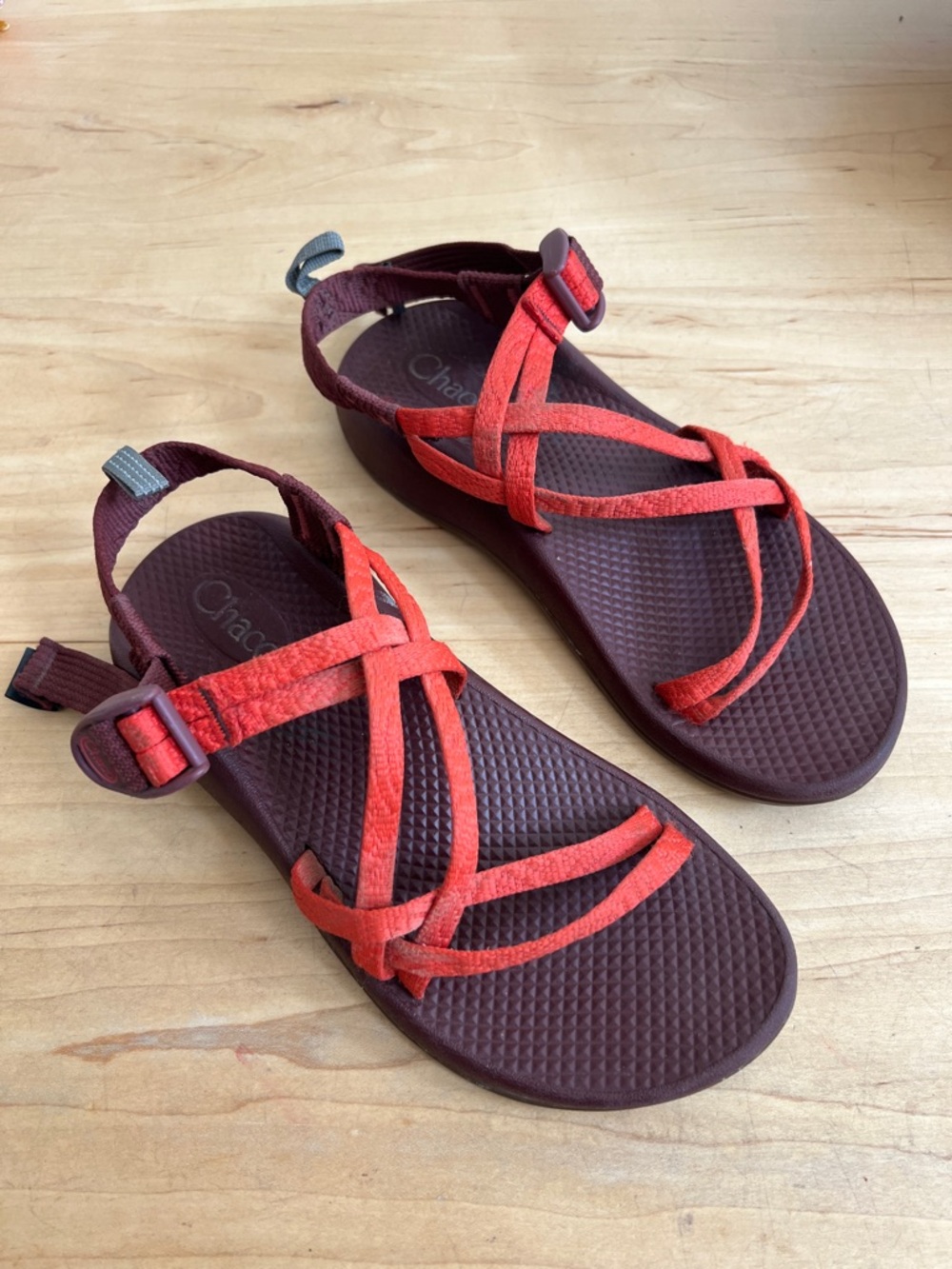 Chaco Girls Strappy Sandal in Red and Brown